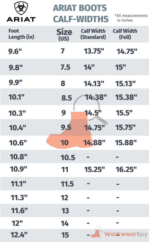 Ariat Boots Calf Width Sizing Chart