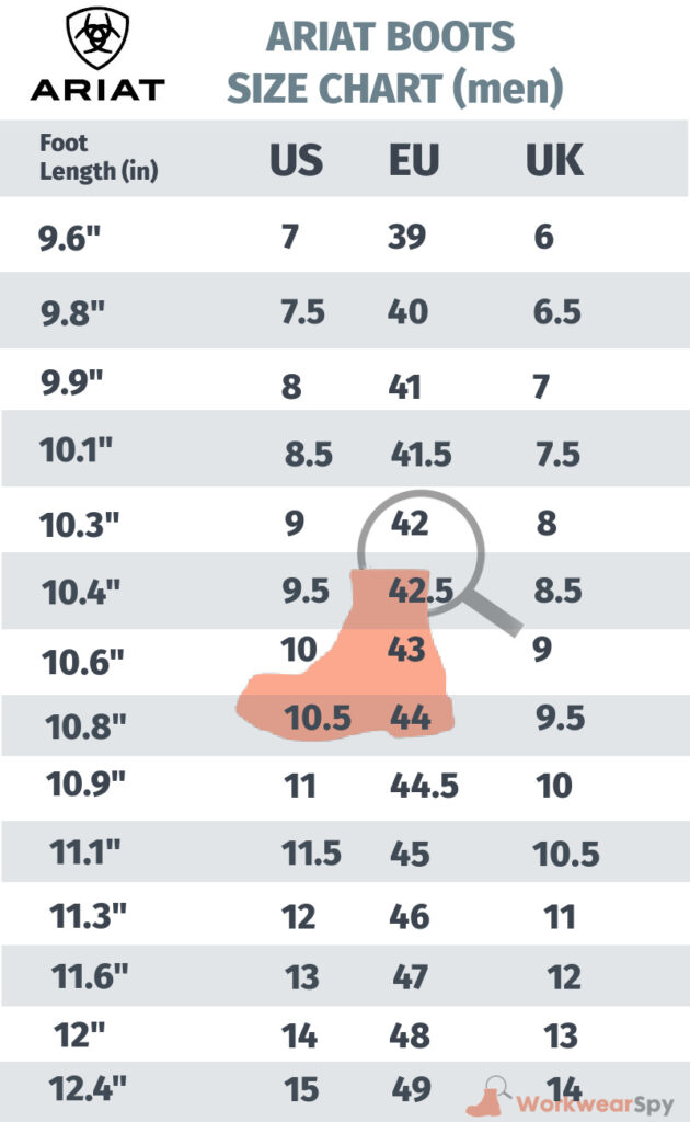 Ariat Boots Sizing Chart