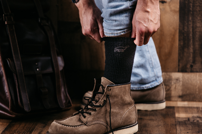 Camel City Mill heavyweight socks with Red wing work boots